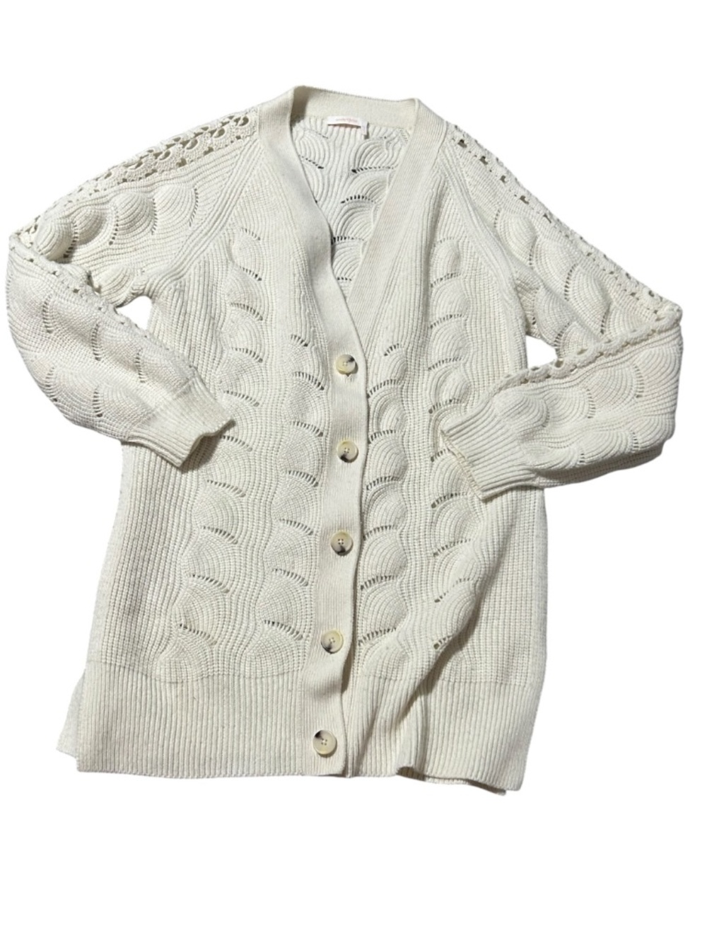 See by Chloe Crystal White Sweater Cardigan Women's Size L Large SeeBY Chloe